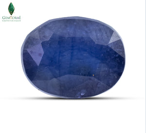 Blue Sapphire faceted stone with deep blue sparkle