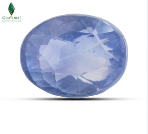 Natural blue sapphire gemstone with vivid royal blue color