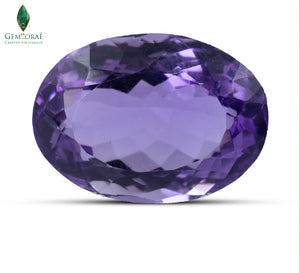 Front view of Amethyst Crystal with polished purple finish