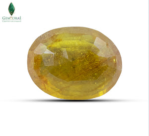 Back view of glass filled Yellow Sapphire showing natural structure