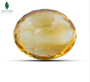 Back view of genuine Citrine gemstone showing natural crystal structure