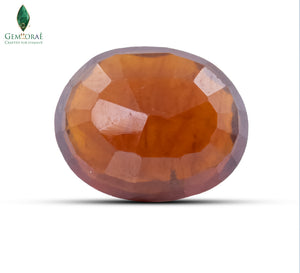 Side profile of certified Garnet Gemstone showing authentic natural clarity
