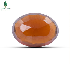 Side profile of certified Garnet Gemstone showing natural clarity