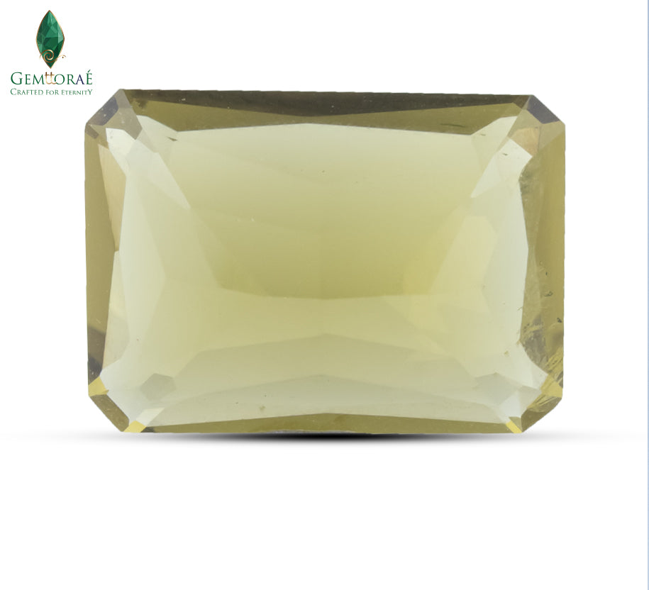 Side profile of Certified Honey Citrine Gem displaying natural clarity