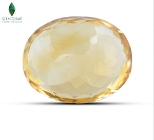 Back view of genuine Citrine gemstone showing natural inclusions
