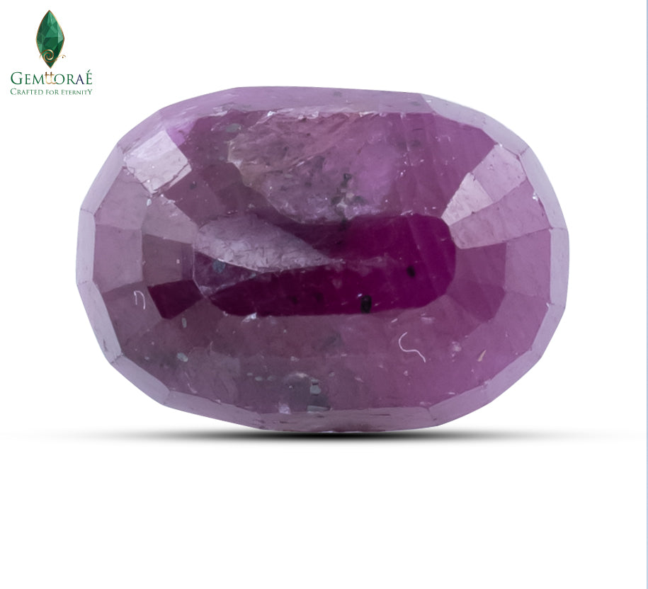 Back view of genuine Ruby Gemstone showing its natural structure