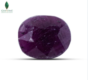 Front view of Ruby Gemstone showing a naturally rich red surface