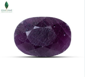 Front view of Ruby Stone featuring a naturally deep red colour