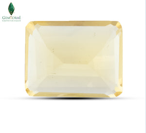 Side profile of Certified Citrine Gem showing natural transparency