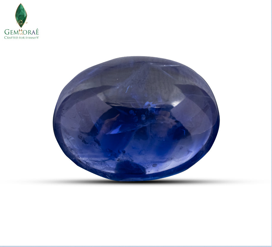 Genuine blue sapphire featuring a deep royal blue tone