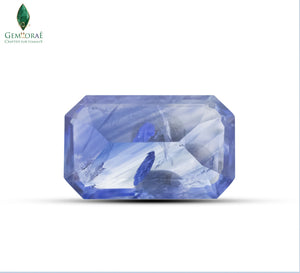 Natural blue sapphire in a classic rectangular cut