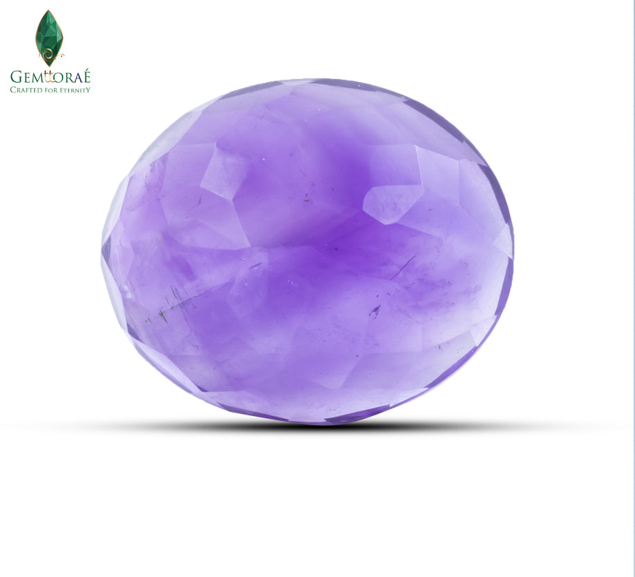 Back view of Amethyst Stone revealing precision-cut facets