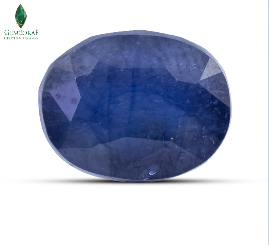 Blue Sapphire faceted stone with deep blue sparkle