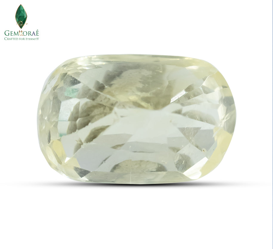 Fine yellow sapphire gemstone close up