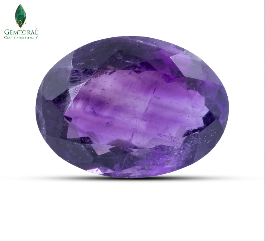 Front view of Amethyst Birthstone with luminous purple crystal