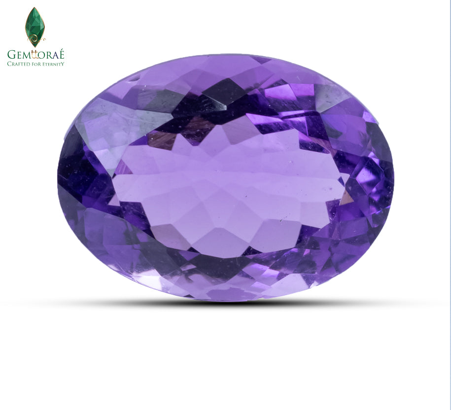 Front view of Amethyst Birthstone with polished purple crystal