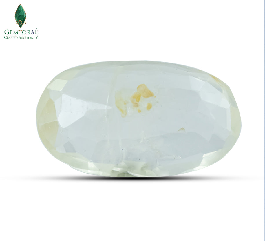 Yellow sapphire pukhraj stone close-up view