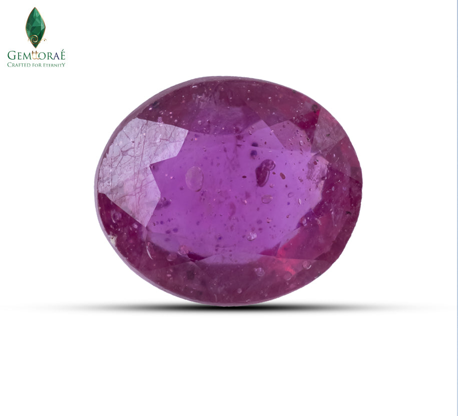 Natural Ruby crystal with polished white surface