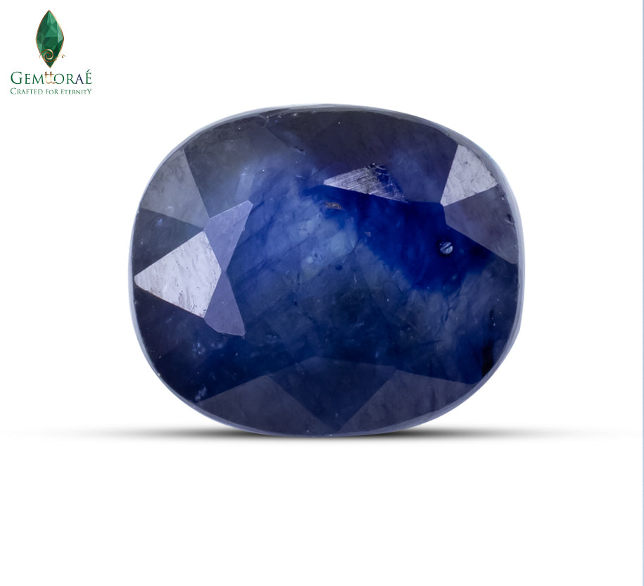 Polished Blue Sapphire stone with elegant faceted finish