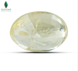 Certified pukhraj yellow sapphire gemstone close-up