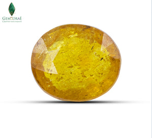 Front view of natural Bangkok Yellow Sapphire with polished oval facets