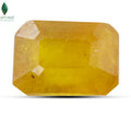 Front view of Bangkok Yellow Sapphire with bright golden polished facets