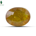 Front view of natural Bangkok Yellow Sapphire with brilliant golden facets