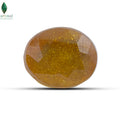 Top view of a Bangkok yellow sapphire with bright golden facets