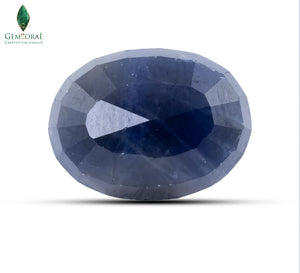 Back view of Blue Sapphire showing glass infused clarity enhancement