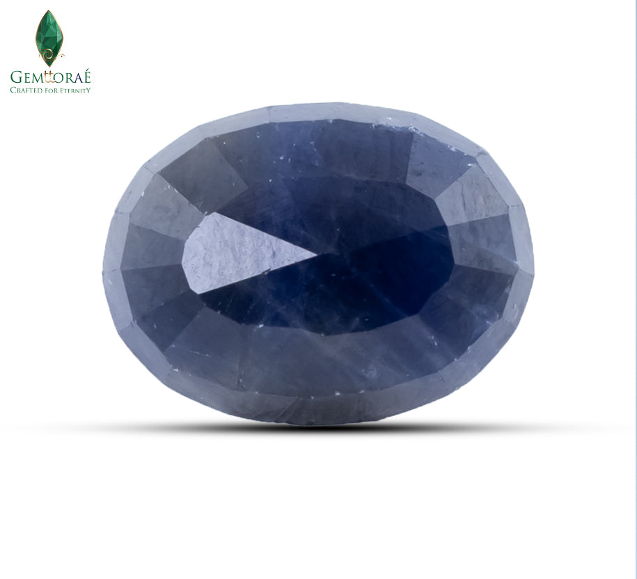 Back view of Blue Sapphire showing glass infused clarity enhancement