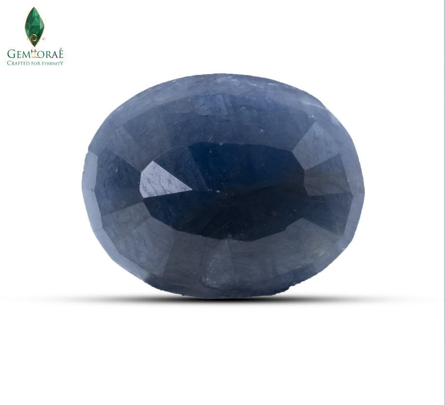 Back view of Blue Sapphire displaying glass infused clarity enhancement