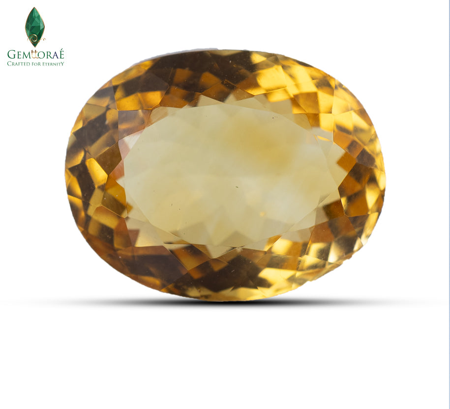 Front view of natural Brazilian Dark Citrine with rich amber colour