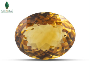 Front view of Citrine Gemstone with naturally deep golden colour