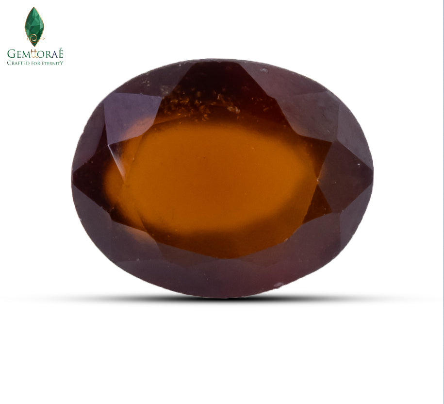 Top view of certified African Gomed Ratna with natural honey-orange colour