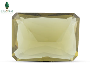 Side profile of Certified Citrine Gem showing natural transparency