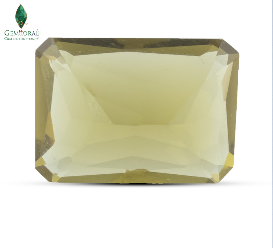 Side profile of Certified Citrine Gem showing natural transparency