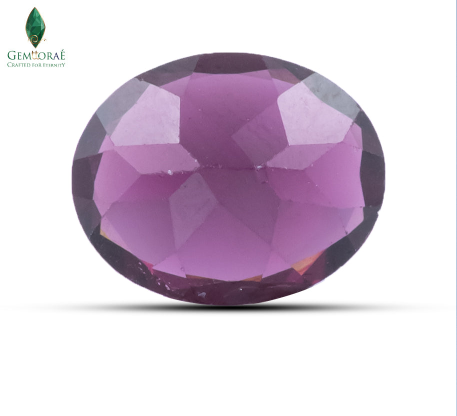 Back view of Certified Garnet Gemstone showing natural transparency