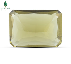 Side profile of Certified Honey Citrine Gem displaying natural clarity