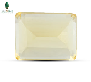Side profile of Certified Natural Citrine Gem displaying transparency