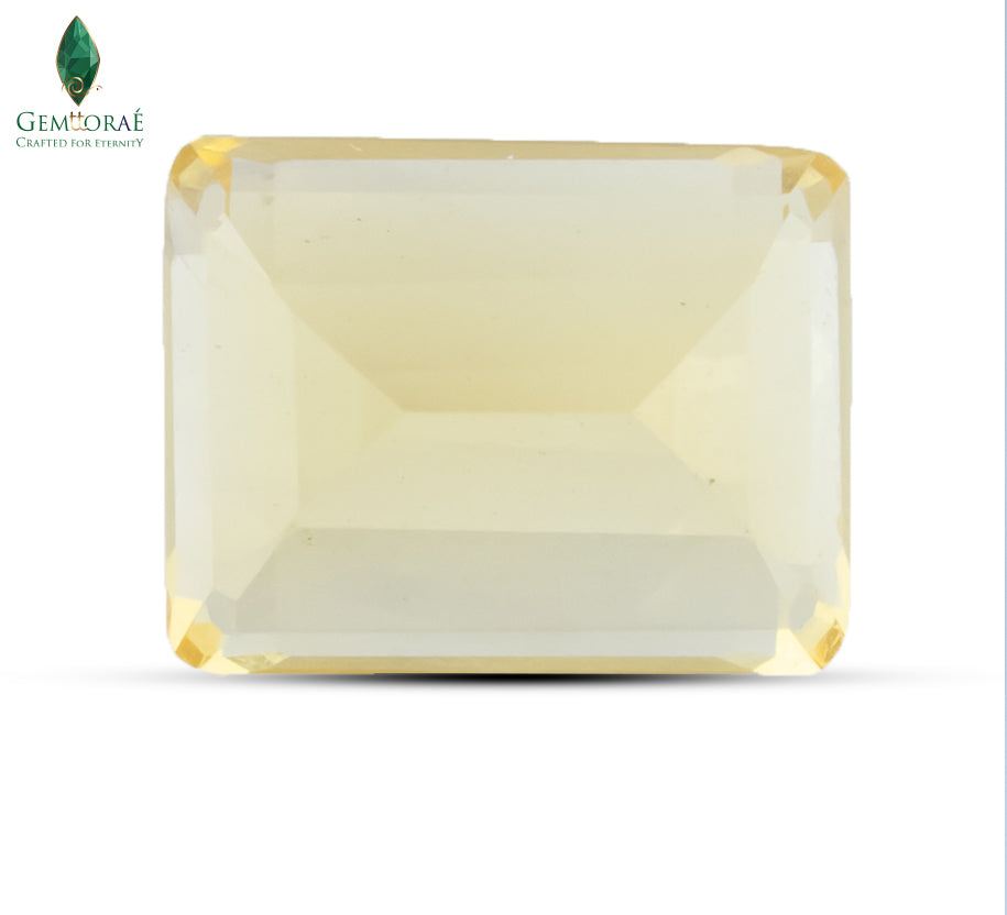 Side profile of Certified Natural Citrine Gem displaying transparency