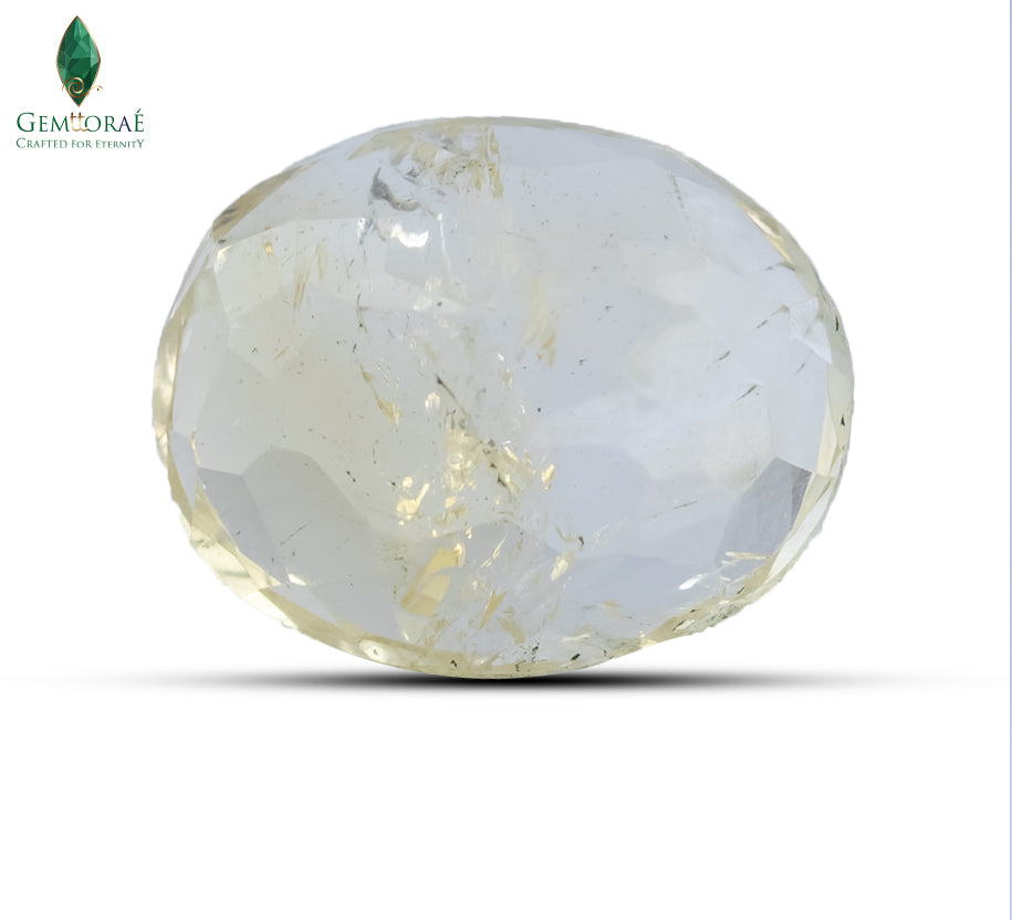 Close inspection of Citrine Gemstone highlighting natural internal patterns