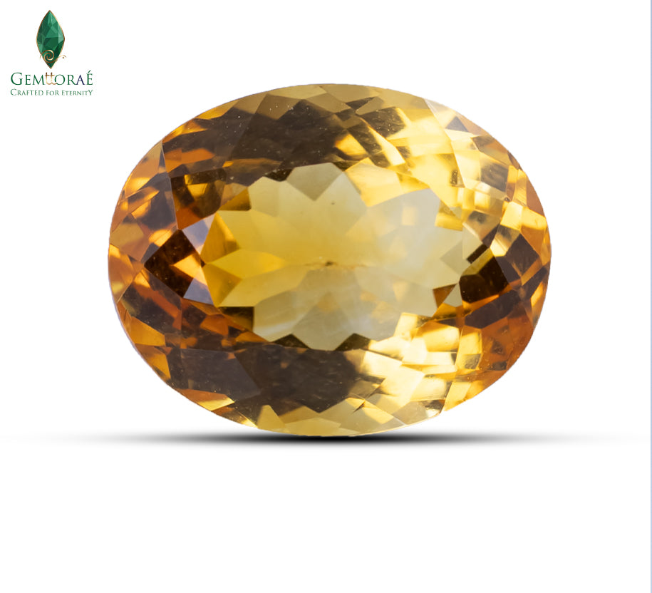 Front view of Natural Citrine with deep amber golden colour