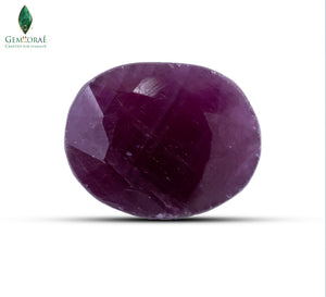 Front view of Ruby Stone displaying its natural earthy red colour