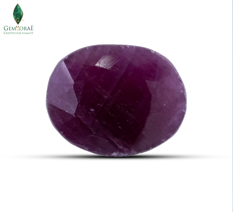 Front view of Ruby Stone displaying its natural earthy red colour