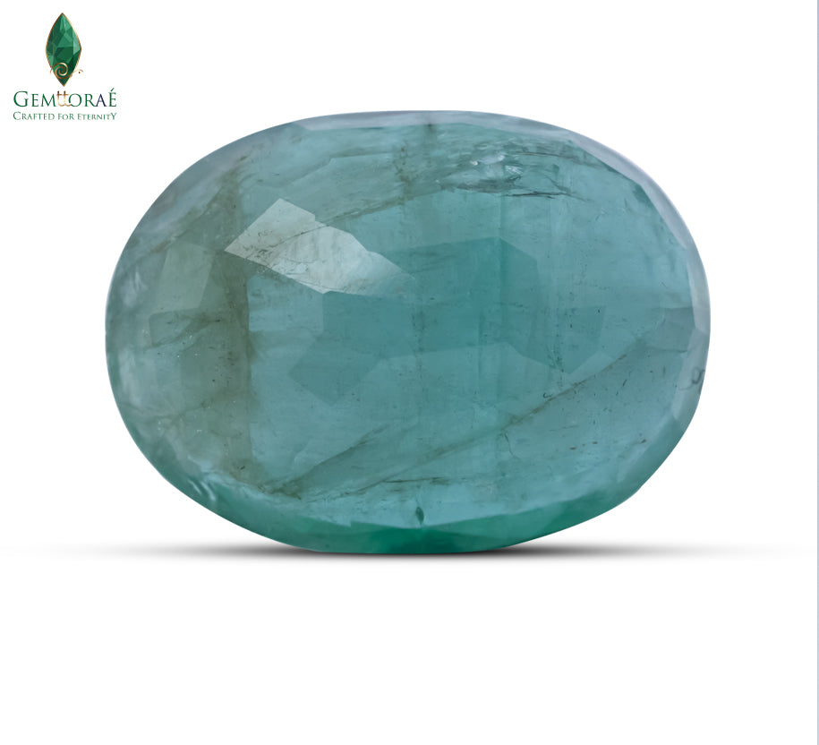Faceted Panna stone with eye-clean clarity