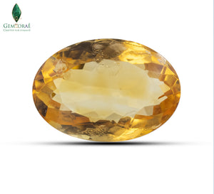 Front view of genuine Citrine Gem with naturally rich golden colour