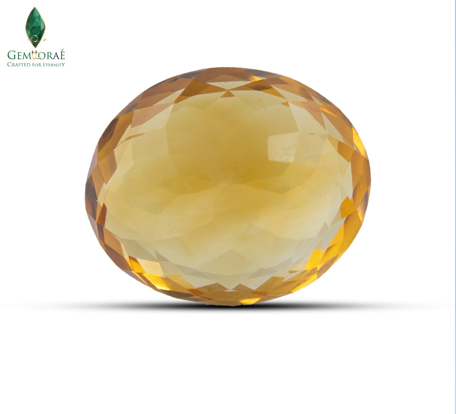 Close view of genuine Citrine Gemstone with natural inclusions