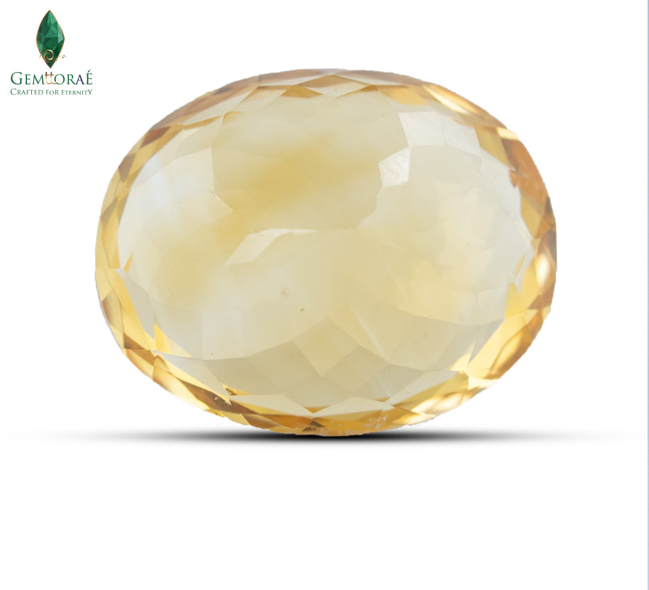 Back view of genuine Citrine gemstone showing natural inclusions
