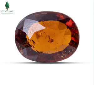 Front view of Gomed Ratna with smooth polished gemstone surface
