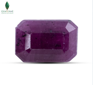 Front view of Ruby Gemstone featuring a naturally earthy red finish